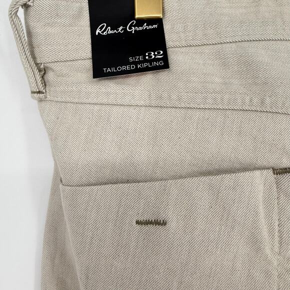 Robert Graham Men's Casual Pants KIPLING TAILORED FIT; Stone Light Cream 32 - Picture 5 of 9